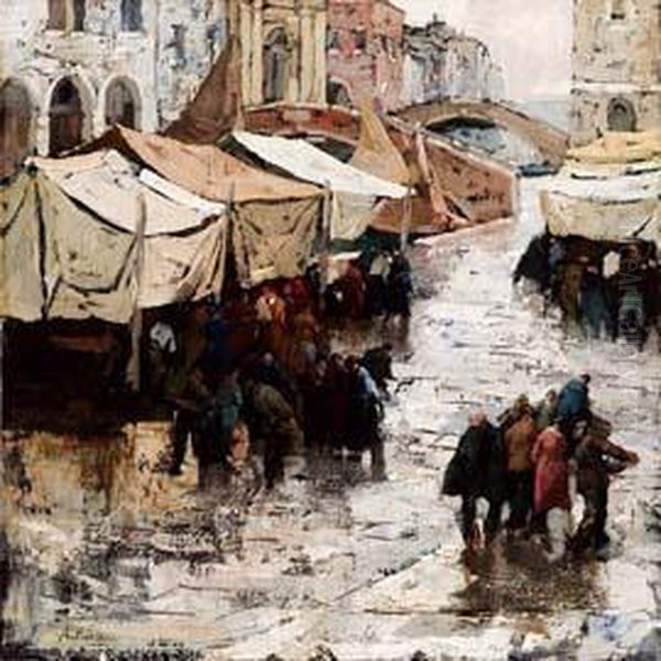 Mercato Veneziano Oil Painting by Angelo Pavan