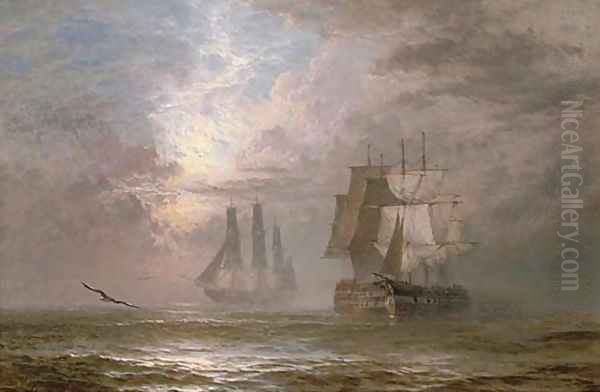 A collision at twilight Oil Painting by Henry Thomas Dawson