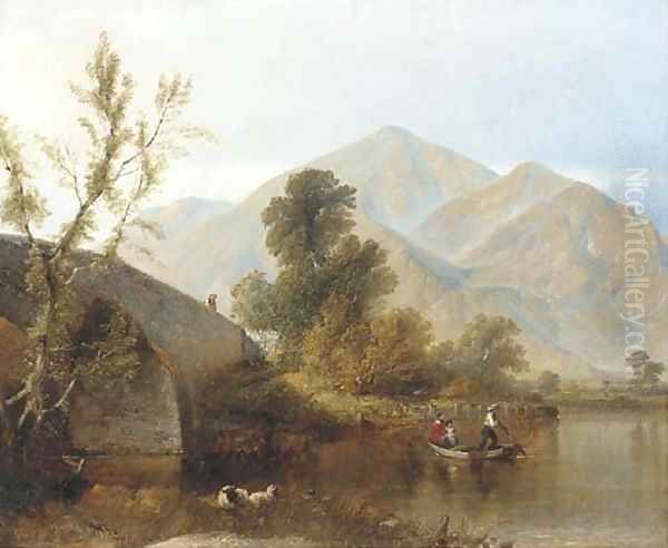 A peaceful day on the river Oil Painting by Henry Thomas Dawson