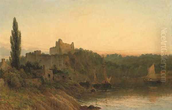 Chepstow Castle Oil Painting by Henry Thomas Dawson