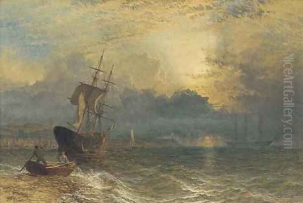 Waiting for the tide Oil Painting by Henry Thomas Dawson