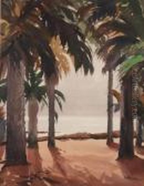 Through The Palm Trees Oil Painting by Vladimir Pavlosky