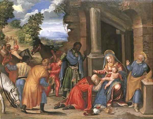 The Adoration of the Magi Oil Painting by Battista Dossi