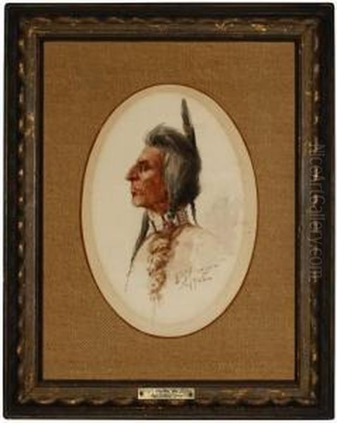 Portrait Of A Nez Perce Indian Oil Painting by Edgar Samuel Paxson