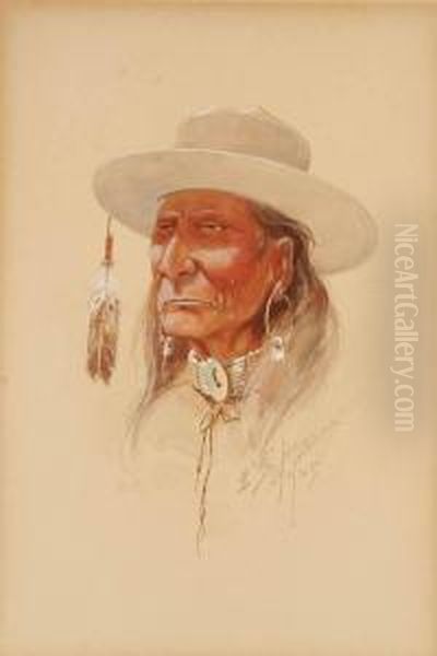 Indian Portrait-1905 Oil Painting by Edgar Samuel Paxson