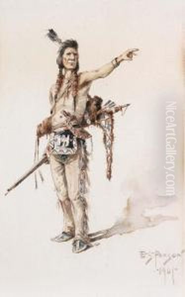 Indian Warrior Oil Painting by Edgar Samuel Paxson