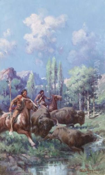 A Springtime Hunt Oil Painting by Edgar Samuel Paxson