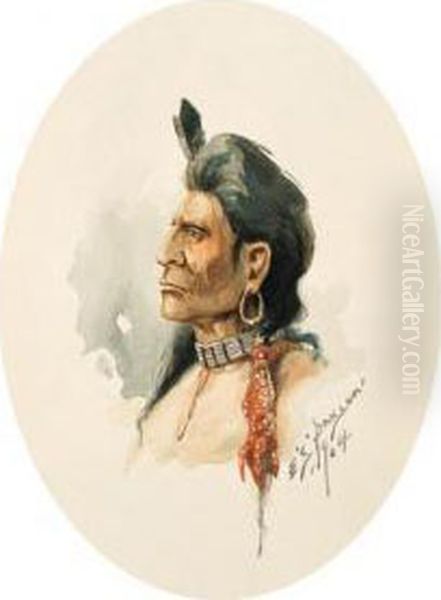 Portrait Of A Sho-sho-ne Oil Painting by Edgar Samuel Paxson