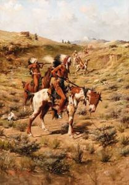 The War Party Oil Painting by Edgar Samuel Paxson