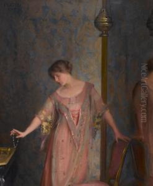 Rose And Blue Oil Painting by William Macgregor Paxton