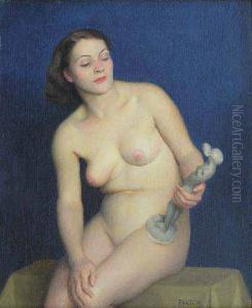 Seated Nude With Sculpture Oil Painting by William Macgregor Paxton