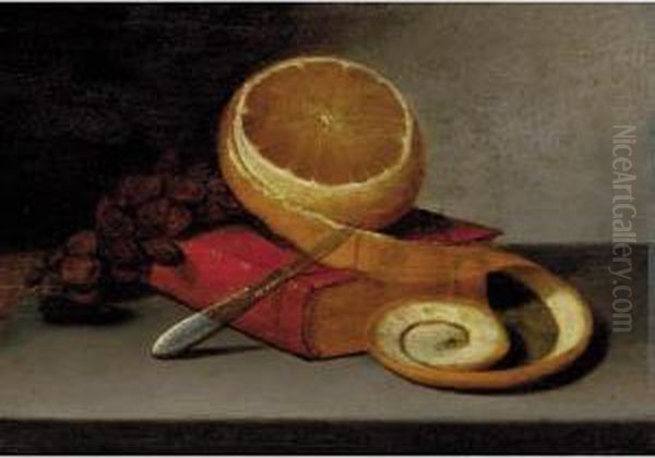 Orange And Book Oil Painting by Raphaelle Peale