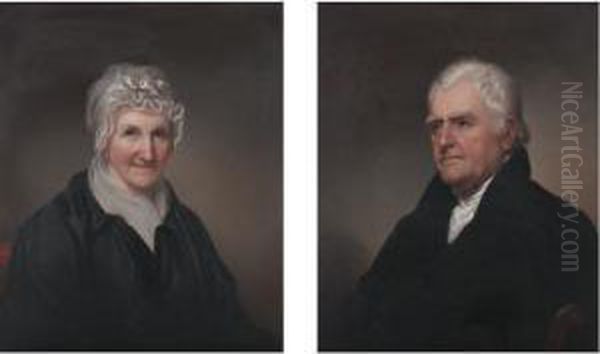 Portrait Of Nathan Lord And Portrait Of Mary Lord: A Pair Of Paintings Oil Painting by Rembrandt Peale