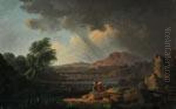 ''landscape After Vernet' Oil Painting by Rembrandt Peale