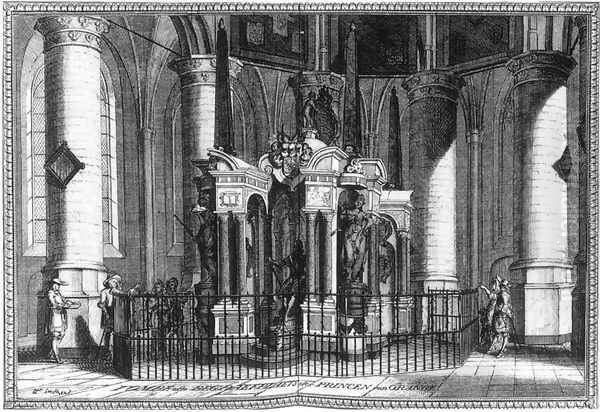 The Tomb of Willem the Silent in the Nieuwe Kerk, Delft 1667-80 Oil Painting by Coenraet Decker