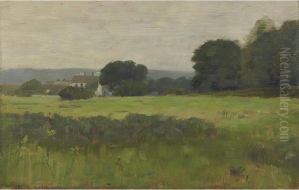 Green Landscape Oil Painting by Charles Sprague Pearce