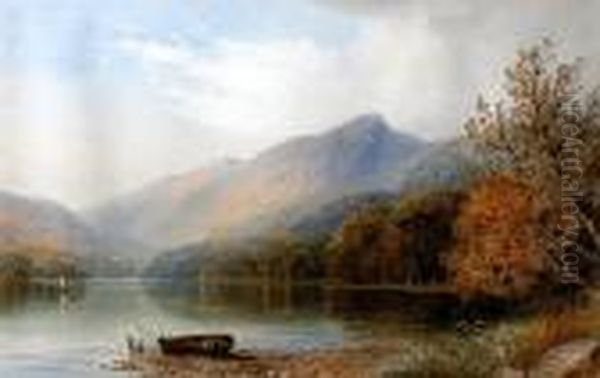 'scene In Derwentwater', And 'near Portmadoc, North Wales Oil Painting by Cornelius Pearson