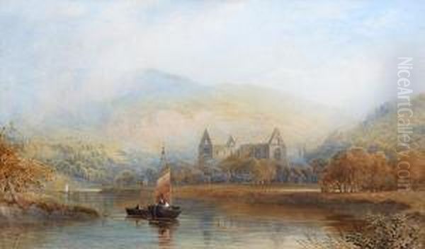 Tintern Abbey From The River Oil Painting by Cornelius Pearson