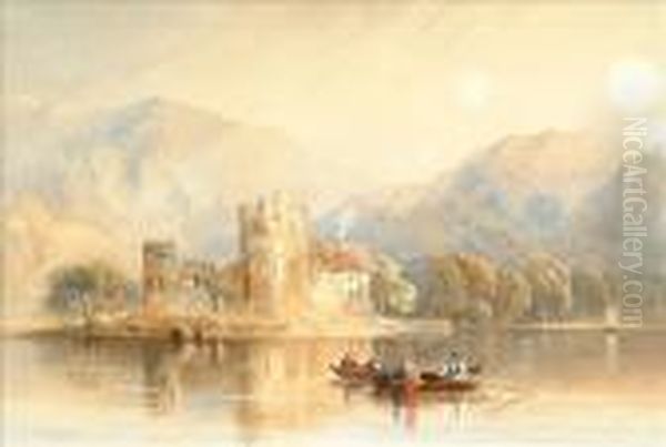 Lake Of Toblino,tyrol Oil Painting by Cornelius Pearson