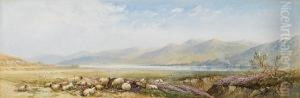 Landscape And Cattle; Landscape And Sheep, A Pair Oil Painting by Cornelius Pearson