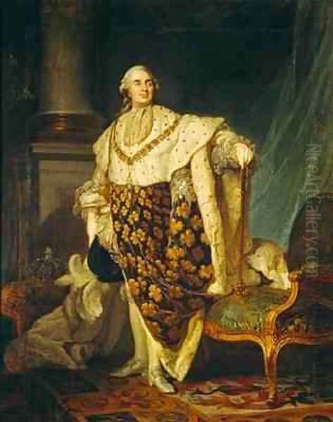 Louis XVI 1754-93 King of France in Coronation Robes Oil Painting by Joseph Siffrein Duplessis