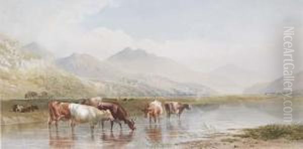 Valley Near Portmadoc Oil Painting by Cornelius Pearson