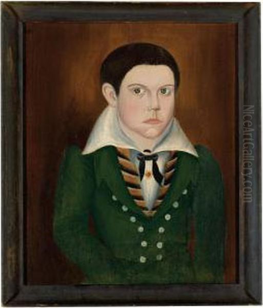 Portrait Of A Boy In A Green Suit Oil Painting by Sheldon Peck