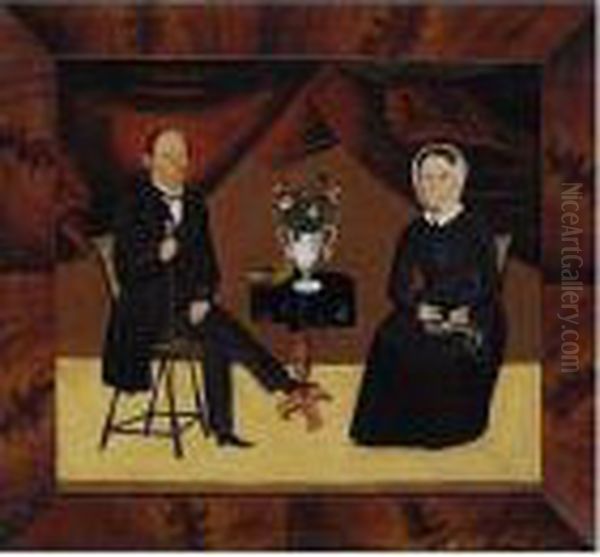 Mr. And Mrs. William Vaughan Of Aurora Oil Painting by Sheldon Peck