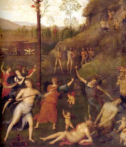 Combat of Love and Chastity (detail) 2 Oil Painting by Alvaro Di Pietro (Pirez D'Evora)