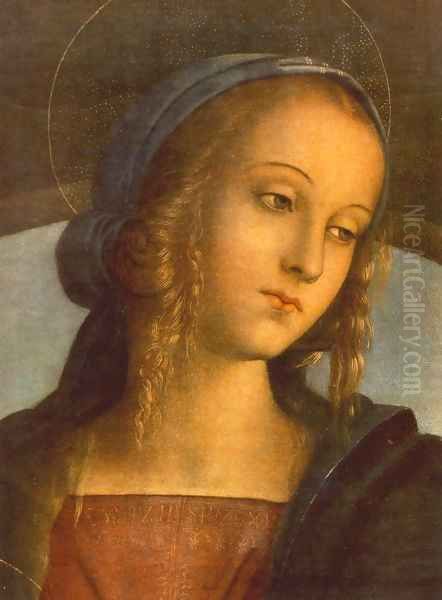 The Madonna between St John the Baptist and St Sebastian (detail) Oil Painting by Alvaro Di Pietro (Pirez D'Evora)