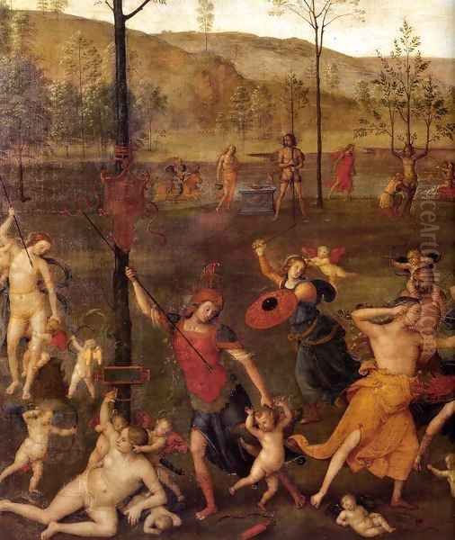 Combat of Love and Chastity (detail) Oil Painting by Alvaro Di Pietro (Pirez D'Evora)