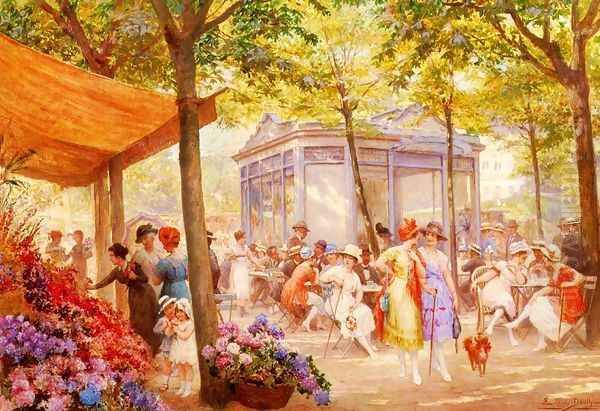 La Marche Aux Fleurs (The Flower Seller) Oil Painting by Eugene Auguste Francois Deully