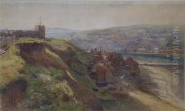 Whitby Harbour Signed 8.75 X 14.5in Oil Painting by John Pedder