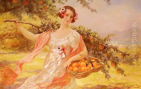 Femme Aux Oranges (Lady with Oranges) Oil Painting by Eugene Auguste Francois Deully