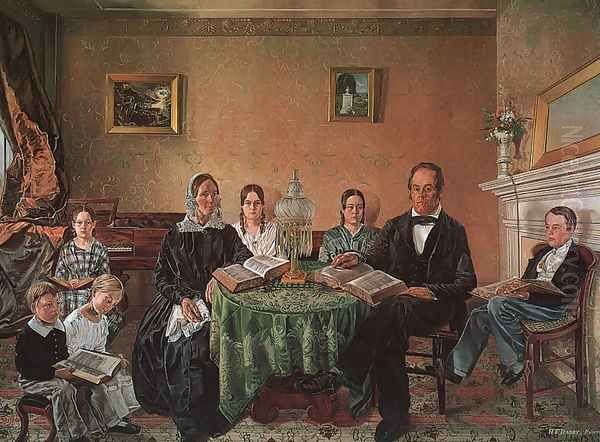 Reverend John Atwood and his Family 1845 Oil Painting by Henry F. Darby