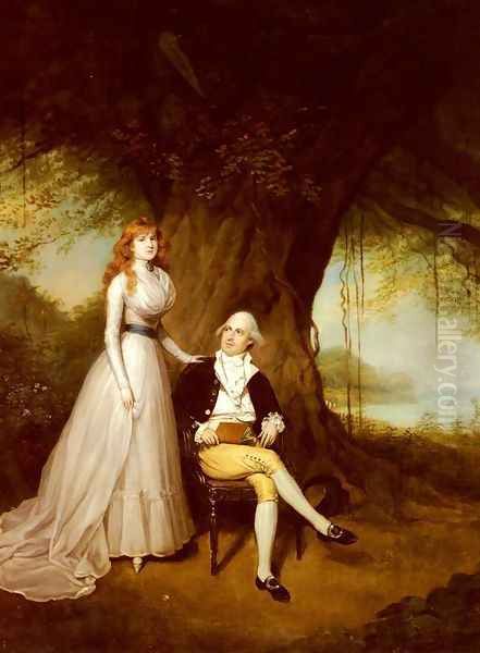 Portrait Of Robert Grant And His Wife, Elizabeth Oil Painting by Arthur William Devis