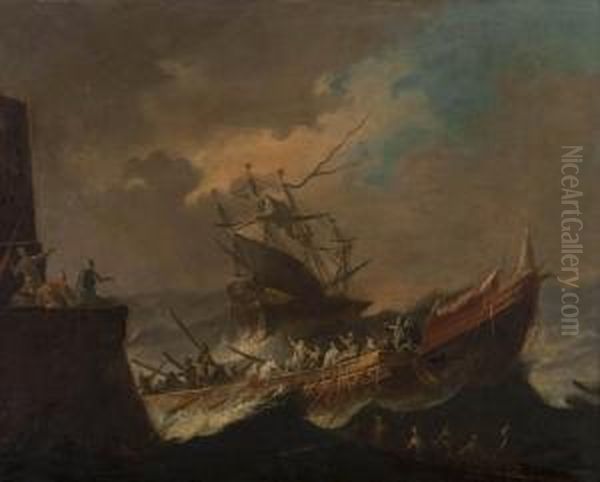 Naufragio Di Una Galea Turca Oil Painting by Bartolomeo Pedon