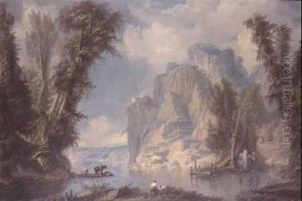 Paesaggio Fluviale Oil Painting by Bartolomeo Pedon