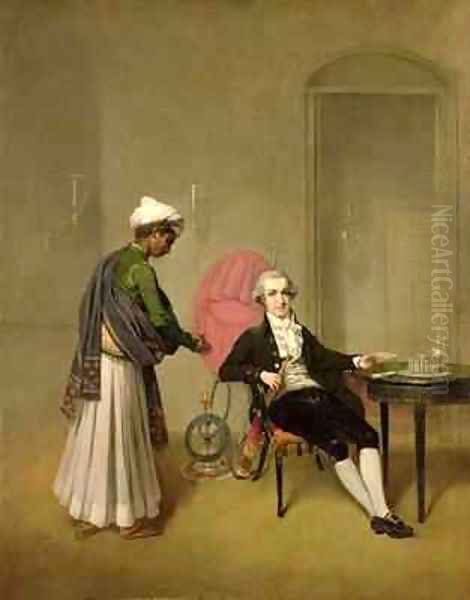 Portrait of a Gentleman possibly William Hickey and an Indian Servant Oil Painting by Arthur William Devis