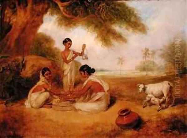 Grinding Corn Oil Painting by Arthur William Devis