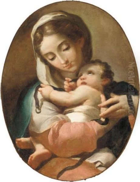 The Madonna And Child Oil Painting by Domenico Pedrini