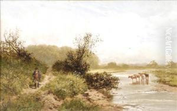 The Anglers Path, Onthe Trent Oil Painting by James Peel