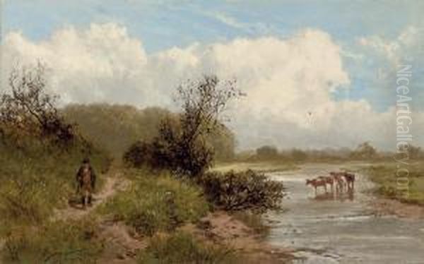 The Angler's Path, On The Trent Oil Painting by James Peel