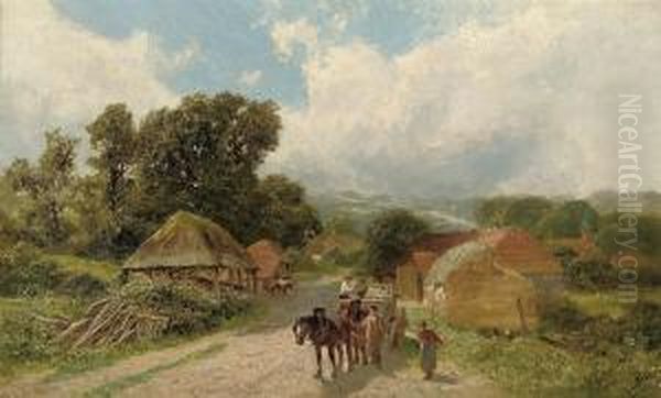 A Surrey Village Oil Painting by James Peel