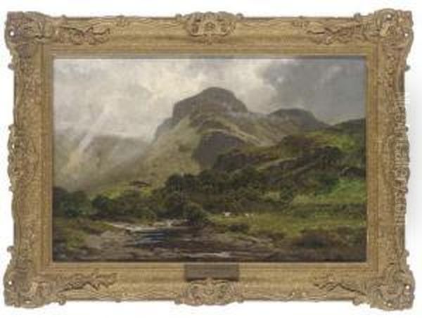 Eagle Crag, Borrowdale Oil Painting by James Peel