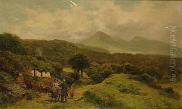 A Welsh Landscape Believed To Be Near Aberglaslyn, Beddgelert Oil Painting by James Peel