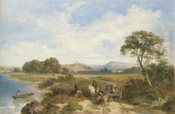 View Near Walton On The Ribble, Lancashire Oil Painting by James Peel