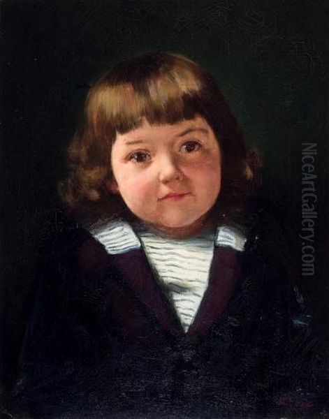 Portrait Of A Young Child Oil Painting by Paul Peel