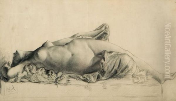 Reclining Nude Oil Painting by Paul Peel