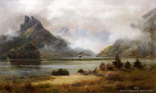 Steamship In Dusky Sound Oil Painting by James Peele